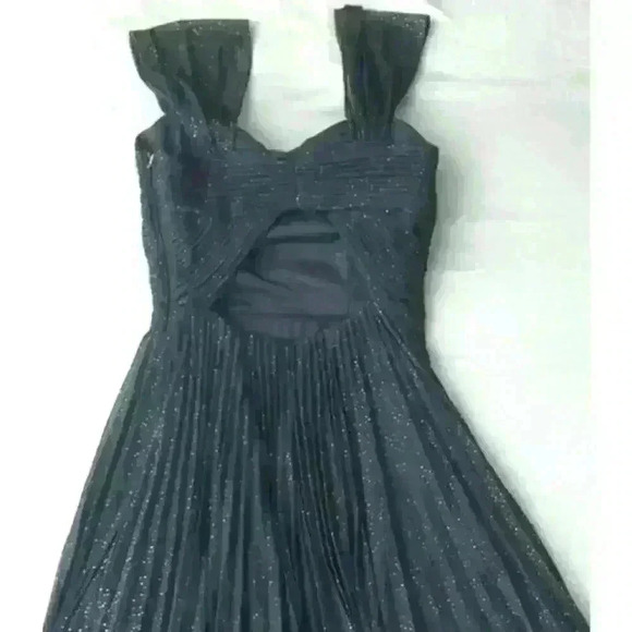 Cache' Gold Glittered Navy Blue Cocktail Dress, sz 0 - Picture 2 of 10